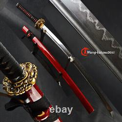 Épée de samouraï japonaise en acier plié et trempé à l'argile avec un tsuba dragon Razor Sharp Katana