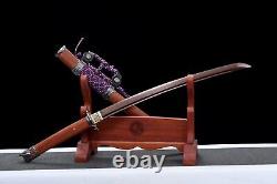 Épée japonaise Tachi Wakizashi en acier plié de Damas de 30 pouces prête pour le combat en bois de rose