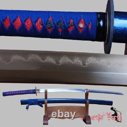 Épée japonaise tranchante Katana de samouraï en acier plié et trempé à l'argile en acier au carbone 1095