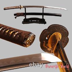 Épée katana de samouraï japonais en acier plié, trempée à l'argile, en acier au carbone 1095, tranchante