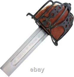 Epée large CAS Hanwei BroadSword 33.5 avec lame en acier au carbone, finition antique, garde panier et velours