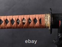 Épée pliée en carbone 1095 Katana japonais en argile trempée Bo-hi Plein manche tranchant