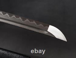 Épée pliée en carbone 1095 Katana japonais en argile trempée Bo-hi Plein manche tranchant