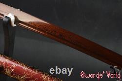 Épée tranchante de katana en acier au carbone plié rouge avec électrodéposition japonaise de haute qualité