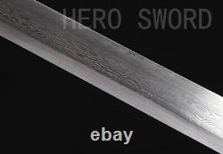 Fabriqué À La Main Damas Acier Plié Tang Dao Noir Véritable Ray Skin Chinese Sword