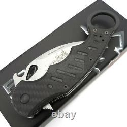 Fox Karambit Couteau Pliant 3 Stonewash N690 Steel Blade G10/carbon Fiber Handle
