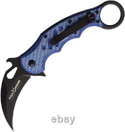 Fox Karambit Linerlock Blue Twill G10 / Fibre De Carbone Couteau Pliant Noir