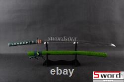 Green Scabbrd Japonais Samurai Katana Épée Pliée Acier Aiguisé Bo-hi Couteau