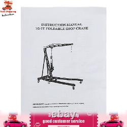 Grue pliante de moteur de 2 tonnes, élévateur de cerises, grue de magasin, durable et noire