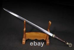 Handmade Chinois Wushu Sword Sharp Folded Damascus Steel Kungfu Tang Taichi Jian