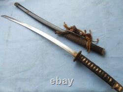 Japon Military Officer’s Sword Samurai Katana Folded Steel Blade Wood Sheathj026