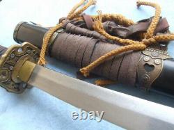 Japon Military Officer’s Sword Samurai Katana Folded Steel Blade Wood Sheathj026