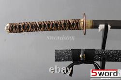 Japonais Samurai Katana Épée Real Hamon Clay Tempéré Damas Acier Plié