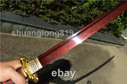 Japonais Samurai Sword Katana Blood Rouge Damas Polded Steel Blade Battle Ready