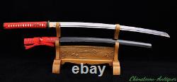 Japonais Samurai Sword Katana Forgé À La Main Motif Plié Acier Tranchant Blade #2394