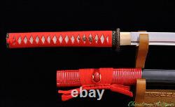 Japonais Samurai Sword Katana Forgé À La Main Motif Plié Acier Tranchant Blade #2394