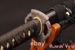 Japonais Wakizashi Warrior Sword Clay Tempered Folded 1095 En Acier Au Carbone Lame
