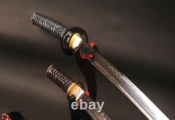 Katana et wakizashi de samouraï japonais en acier au carbone plié, trempé à l'argile, noir