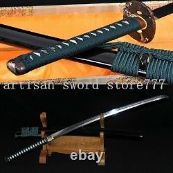 Lame de samouraï japonais KATANA en acier plié et trempé à l'argile avec TSUBA en acier pleine soie.