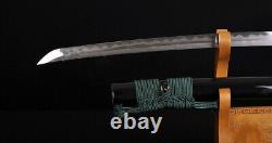 Lame de samouraï japonais KATANA en acier plié et trempé à l'argile avec TSUBA en acier pleine soie.