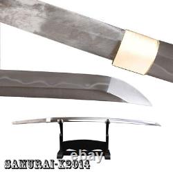 Lame nue en acier au carbone T10 trempée à l'argile pliée 15 fois pour un katana de samouraï japonais