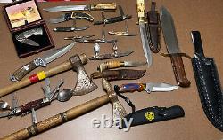 Lot De 15 Couteaux Pliant Et Stationnaire- 2 Tommy Hawks/hatchets