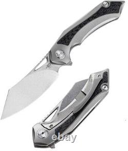 Meilleur couteau pliant Bestech Knives 3.5 lame en acier Bohler M390 titane/fibre de carbone.