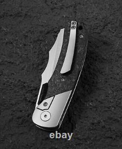 Meilleur couteau pliant Syn de Bestech Knives avec lame en acier Elmax et manche en titane/fibre de carbone 3.5'