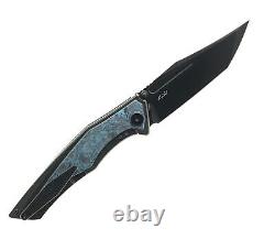 Meilleur couteau pliant Togatta en titane noir/manche en fibre de carbone noir/bleu M390 BT2102H