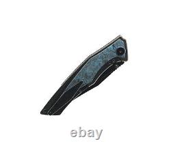 Meilleur couteau pliant Togatta en titane noir/manche en fibre de carbone noir/bleu M390 BT2102H