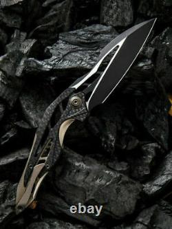 Nous Couteau Arrakis Couteau Pliant 3.5 M390 Lame D'acier Titanium/poignée De Fibre De Carbone