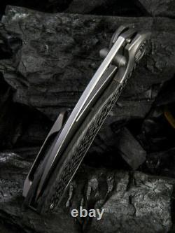Nous Couteau Pleroma Couteau De Pliage 3 M390 Lame D'acier Titanium/poignée De Fibre De Carbone
