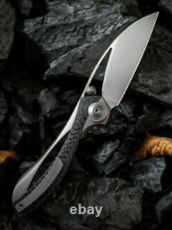 Nous Couteau Pleroma Couteau De Pliage 3 M390 Lame D'acier Titanium/poignée De Fibre De Carbone