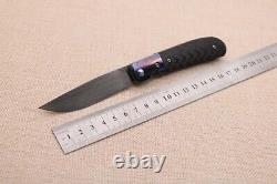 Nouveau Couteau Pliant Personnalisé S90v Blade Timascus + Fibre De Carbone Poignée Tactique Nife