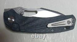 Nouveau QSP Hornbill Front Flipper 3.25 S35VN SW Drop Pt. Lame en fibre de carbone bleue