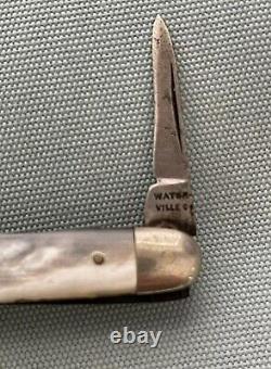Rare 1848-1913 Waterville Couteau De Poche Antique Pliant Vieille Perle Avec File USA