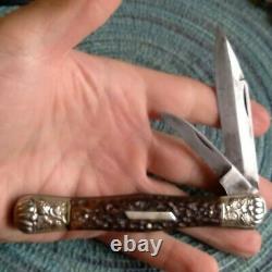 Rare Vintage Antique Allemand Bone Stag Verrouillage Pliage Dirk Jack Pocket Knife