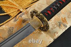 Razor Sharp Japonais Samurai Sword Clay Temper Polded Steel Katana Dragon Tsuba