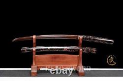 Red Polded Steel Wakizashi Shirasaya Japonais Samourai Sword Combat Sharp Couteau