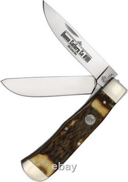 Reine Jumbo Linerlock Trapper Stag Couteau de poche pliant en acier au carbone 1095 SH206L