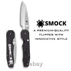 SPYDERCO Kevin Smock Couteau Pliant en Carbone Satiné à Lame Lisse avec Manche en Fibre de Carbone G10 Lamellé C240CFP