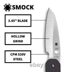 SPYDERCO Kevin Smock Couteau Pliant en Carbone Satiné à Lame Lisse avec Manche en Fibre de Carbone G10 Lamellé C240CFP