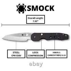 SPYDERCO Kevin Smock Couteau Pliant en Carbone Satiné à Lame Lisse avec Manche en Fibre de Carbone G10 Lamellé C240CFP