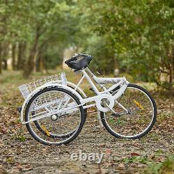 Secondhand 20 Adult Tricycle Folding Trike W Carbon Steel Frame&basket, Blanc