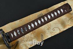 Sharp Damas Acier Plié Katana Fabriqué À La Main Japonais Samouraï Sword Cuir Saya