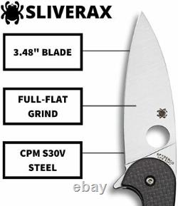 Spyderco Sliveax Couteau Pliant 3.5 Cpm S30v Lame Fibre De Carbone / Poignée G10