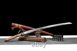 Sword Japonais Très Pointu Saber Sturdy Fold Damas Lame D'acier Samurai Katana