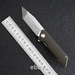 Tanto Knife Pocket Hunting Survival Combat Outdoor D2 Steel Flax Handle