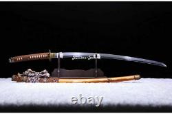 Top Clay Tempered Acier Au Carbone Plié Japonais Tachi Sword Sharp Full Tang Blade