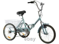 Tricycle Pliable Adulte 20'' 7 Speed 3wheel Trike Pliant Avec Panier D'expédition